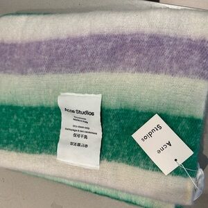 Acne Studios Green and Purple Striped Scarf